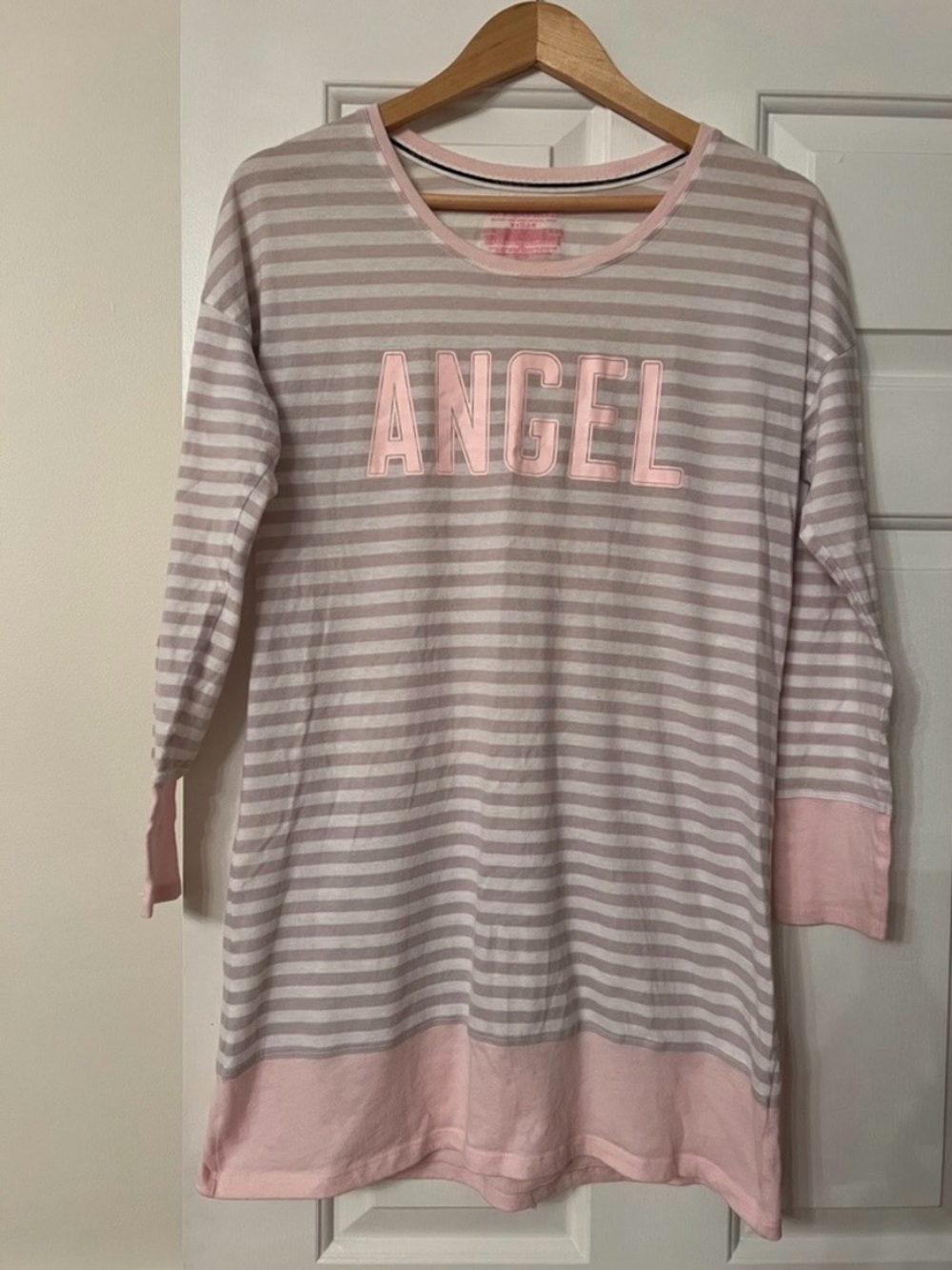 Y2K Victoria’s Secret Angel Pink Striped Nightgown Sleep Shirt XS